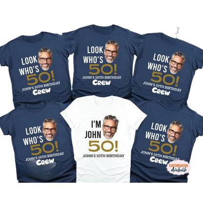 Custom Face 50th Birthday Matching T Shirts, Custom Photo Birthday Party Matching Shirts For Group ET0864