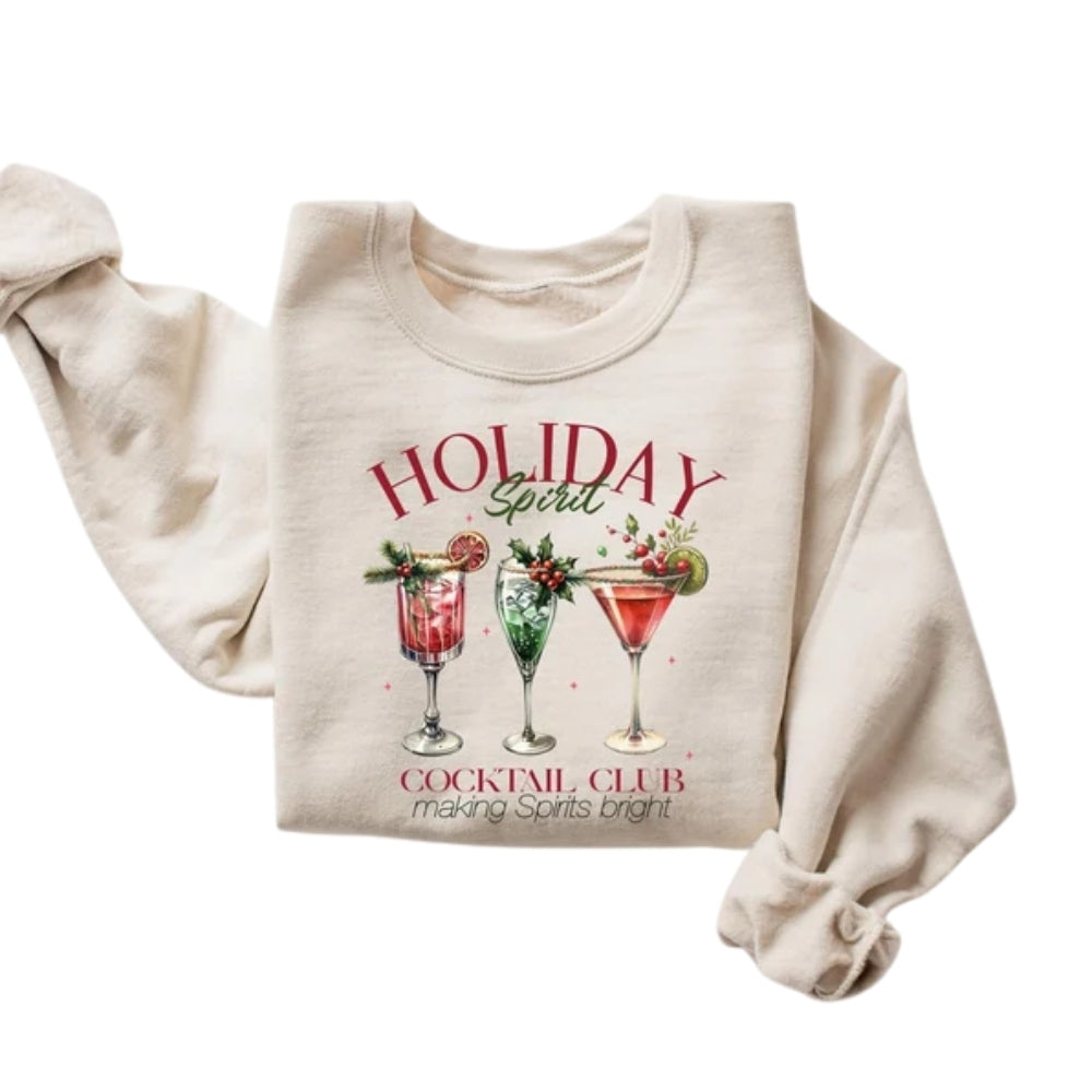 Holiday Spirit Cocktail Club Making Spirits Bright Sweatshirt, Christmas Cocktail Sweatshirt 2D0348