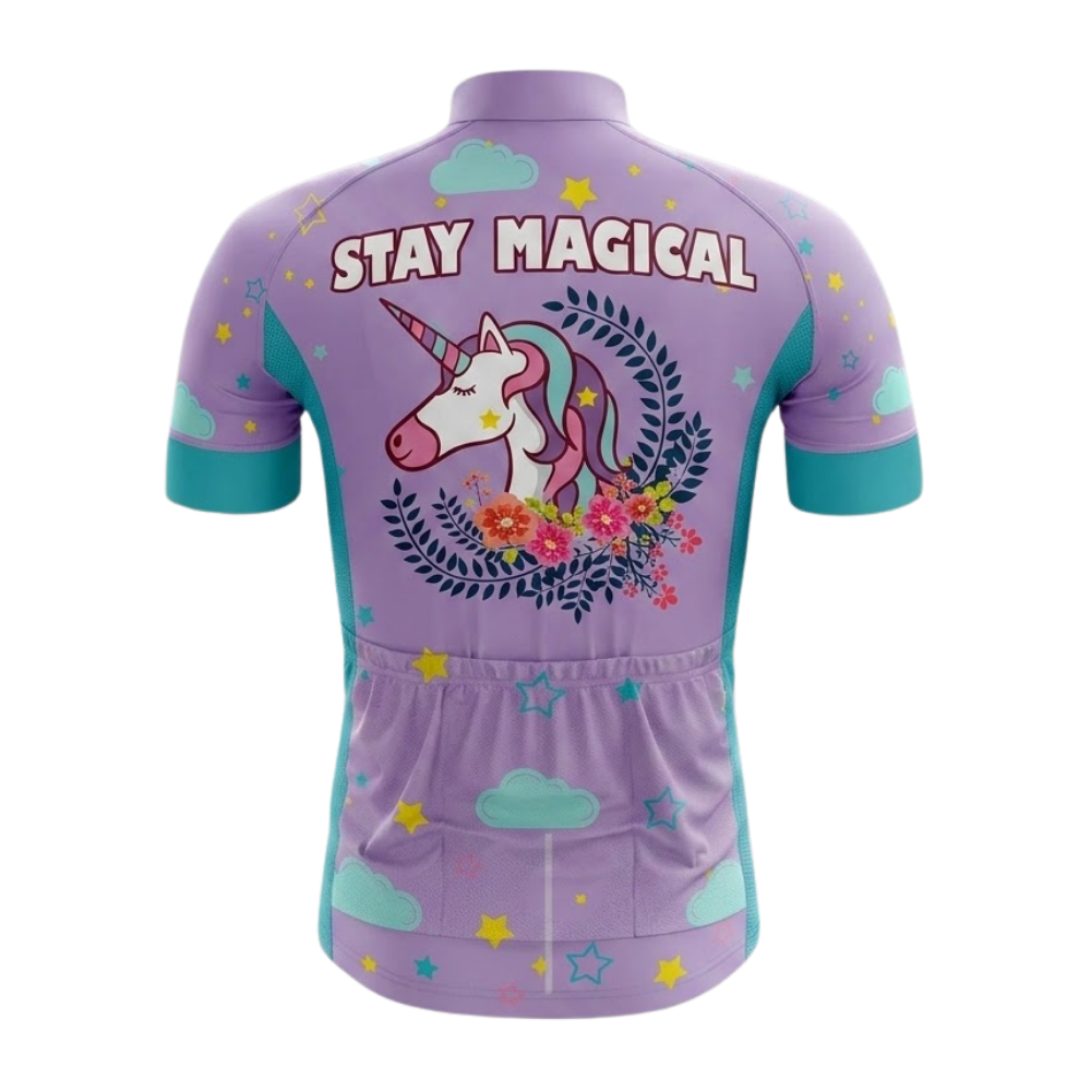 Stay Magical Unicorn Men's Purple  Cycling Short Sleeve Jersey, Unicorn Cycling Jersey CG0869
