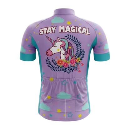 Stay Magical Unicorn Men's Purple  Cycling Short Sleeve Jersey, Unicorn Cycling Jersey CG0869