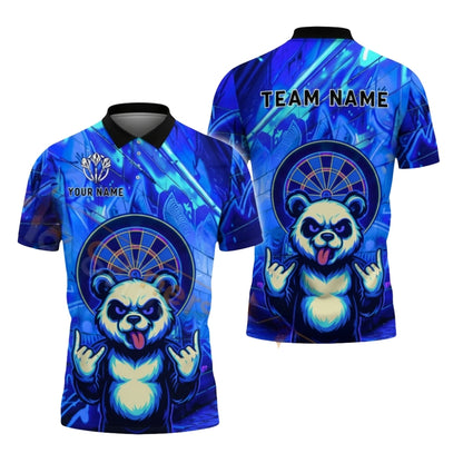Custom Funny Panda Graffiti Dart Polo Shirt Mens, Custom Panda Darts Team Shirts DZ0067