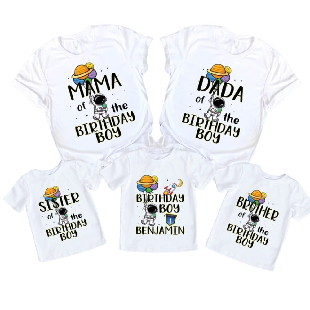 Astronaut Birthday Boy Custom Matching Family T Shirt, Custom Family Astronaut Birthday Matching Shirts ET1064