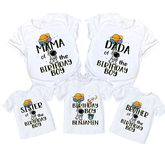 Astronaut Birthday Boy Custom Matching Family T Shirt, Custom Family Astronaut Birthday Matching Shirts ET1064
