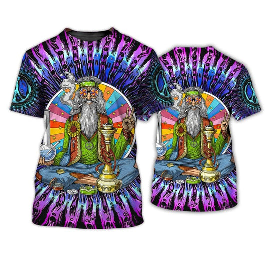 3D All Over Print Old Man Hippie Shirts, Hippie Man Shirt, Hippie Woman Shirts, Colorful Hippie Tshirt TO0695