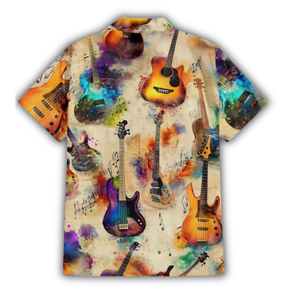 Bass Guitar Watercolor Hawaiian Shirt, Guitar Lover Hawaiian Shirt HE0909
