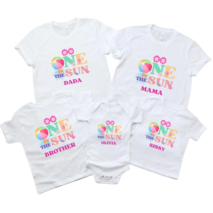 Personalized One In The Sun First Birthday Family Matching T Shirt, Custom Summer 1st Birthday Family Shirts ET1147
