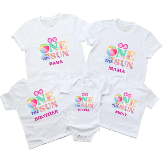 Personalized One In The Sun First Birthday Family Matching T Shirt, Custom Summer 1st Birthday Family Shirts ET1147