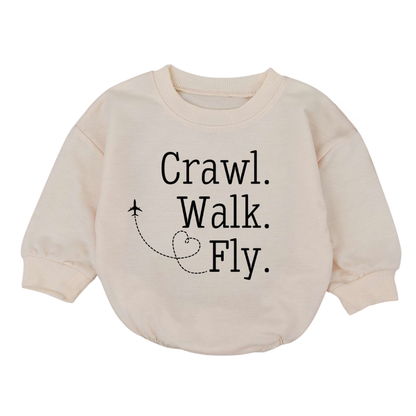 Crawl Walk Fly Baby Romper Sweatshirt, Pilot Baby Romper Sweatshirt BB0062