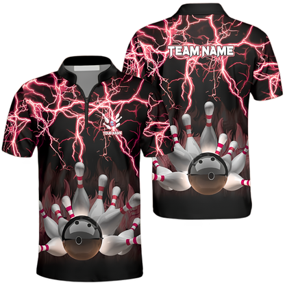 Custom Cyan Thunder Lightning Bowling Jersey Mens, Custom Team Thunder Bowling Shirts BZ0571