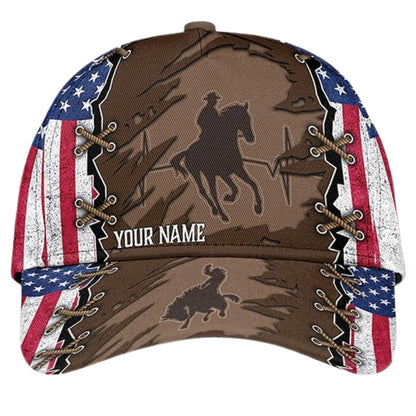 Custom Horse Riding USA Flag 3D Baseball Cap, Custom Horse Racing Caps Hats CP0193