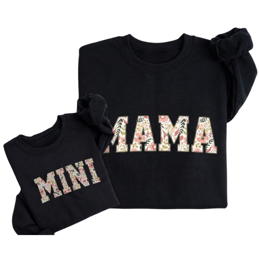 Floral Mama And Mini Sweatshirt Matching, Mother And Child Flower Sweatshirts ET1469