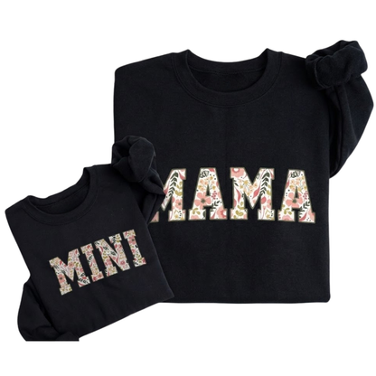Floral Mama And Mini Sweatshirt Matching, Mother And Child Flower Sweatshirts ET1469