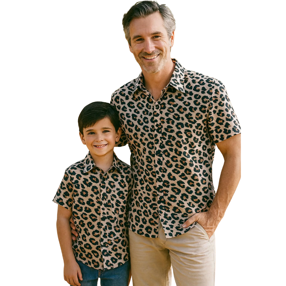 Matching Leopard Father Son Hawaiian Shirt, Leopard Family Hawaiian Shirts ET1097