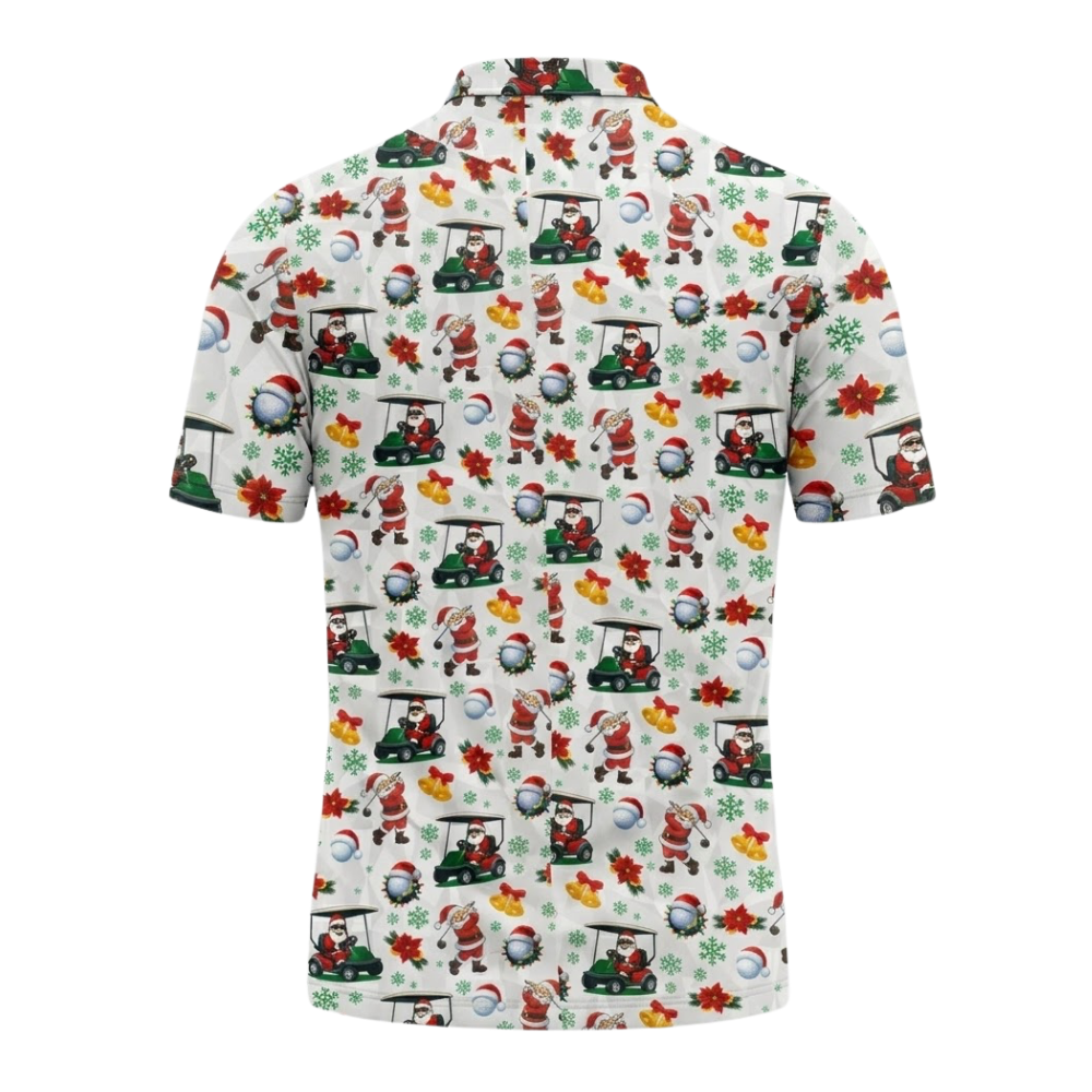 Men's Santa White Golf Polo Shirt, Christmas Golf Shirt Men GZ0336