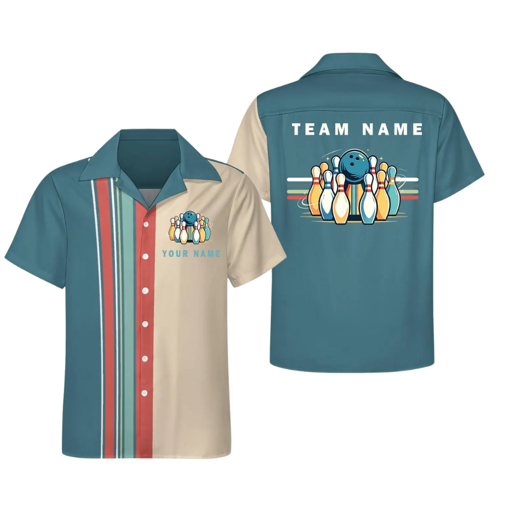 Custom Retro Bowling Hawaiian Shirt Men Women, Custom Retro Bowling Team Shirt BE0251