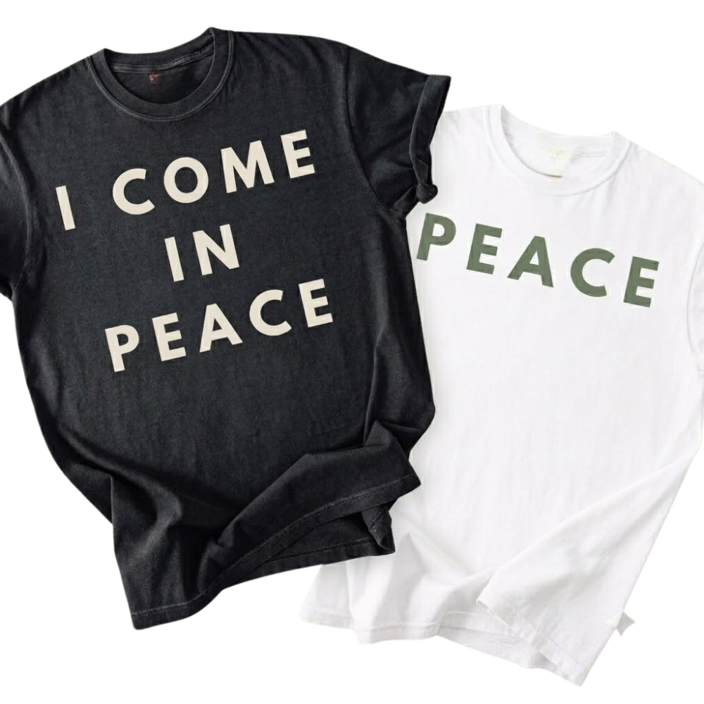 I Come In Peace & Peace Matching His And Her T Shirt, Funny Couple Shirts ET1327