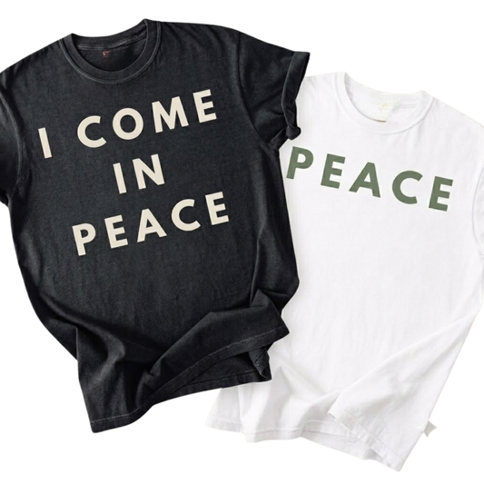 I Come In Peace & Peace Matching His And Her T Shirt, Funny Couple Shirts ET1327