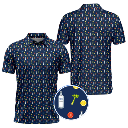 Vodka And Cocktail Bloody Mary Mens Navy Golf Polo Shirt, Cocktail Lover Golf Shirt GZ0397