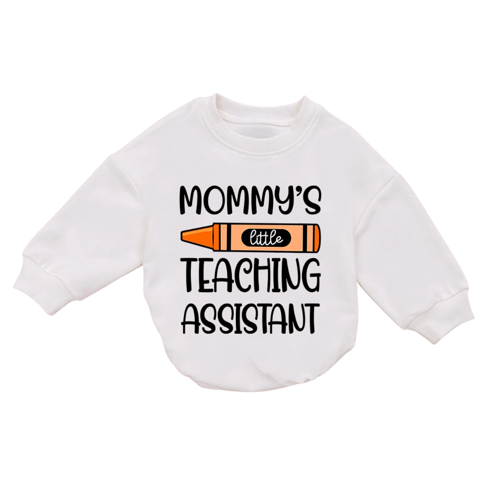 Mommy's Little Teaching Assistant Baby Romper Sweatshirt, Teacher Baby Romper Sweatshirt BB0174