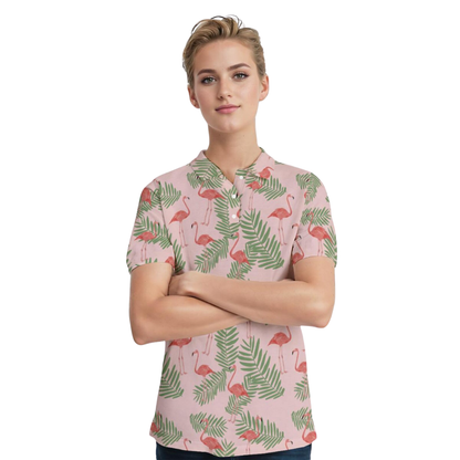Tropical Flamingo Matching Golf Polo Shirt For Men And Women, Couple Famingo Golf Shirts GE0576