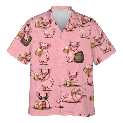 Funny Pig And Beer Hawaiian Shirt For Mens, Pig Beer Lover Hawaiian Shirt HE0665