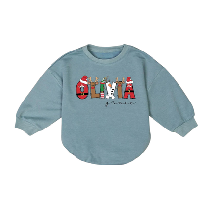 Custom Name Christmas Baby Romper Sweatshirt, Personalised Christmas Baby Romper BB0011
