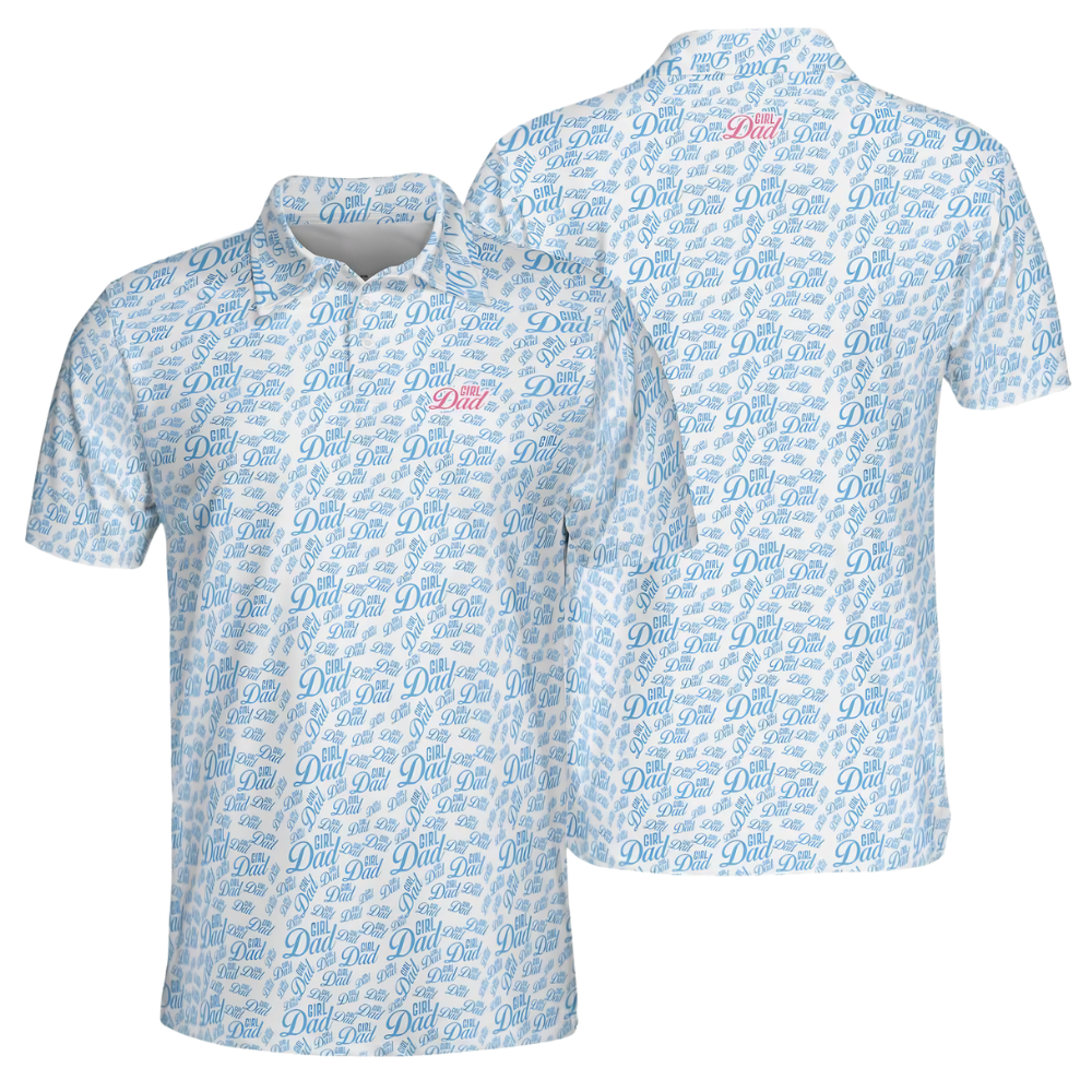 Girl Dad Pink Golf Polo Shirt For Men, Father Day Golf Shirts For Dad With Daughter GE0463