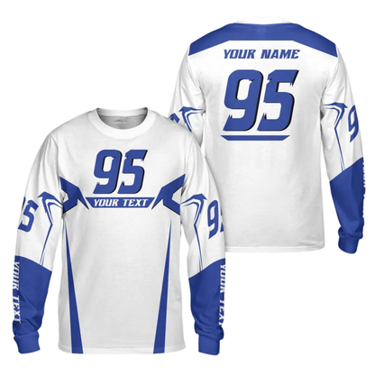Custom Name & Number Dirt Bike Long Sleeve Men Jersey White Red, Custom Racing Dirt Bike Jerseys MZ0090