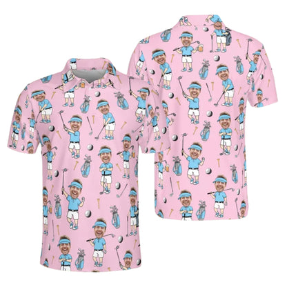 Custom Face Cartoon Golf Polo Shirt For Mens, Custom Photo Golf Shirts GE0255