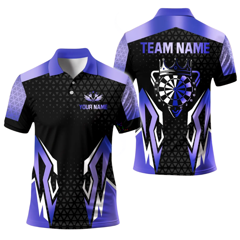 Custom Team Black And Gold Dart Polo Shirt Mens, Custom Darts Team Shirts DE0102