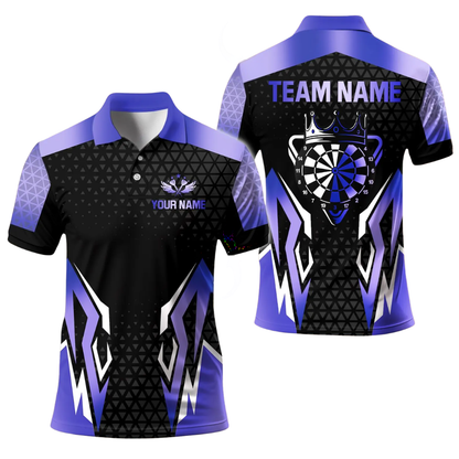 Custom Team Black And Gold Dart Polo Shirt Mens, Custom Darts Team Shirts DE0102