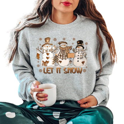 Let It Snow Sweatshirt Womens, Snowman Christmas Sweatshirt 2D0649