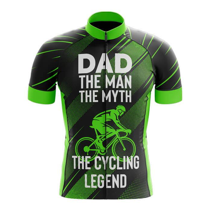 Dad The Man The Myth The Cycling Legend Cycling Short Sleeve Jersey Green Black, Father's Day Cycling Jerseys For Dad CG0815