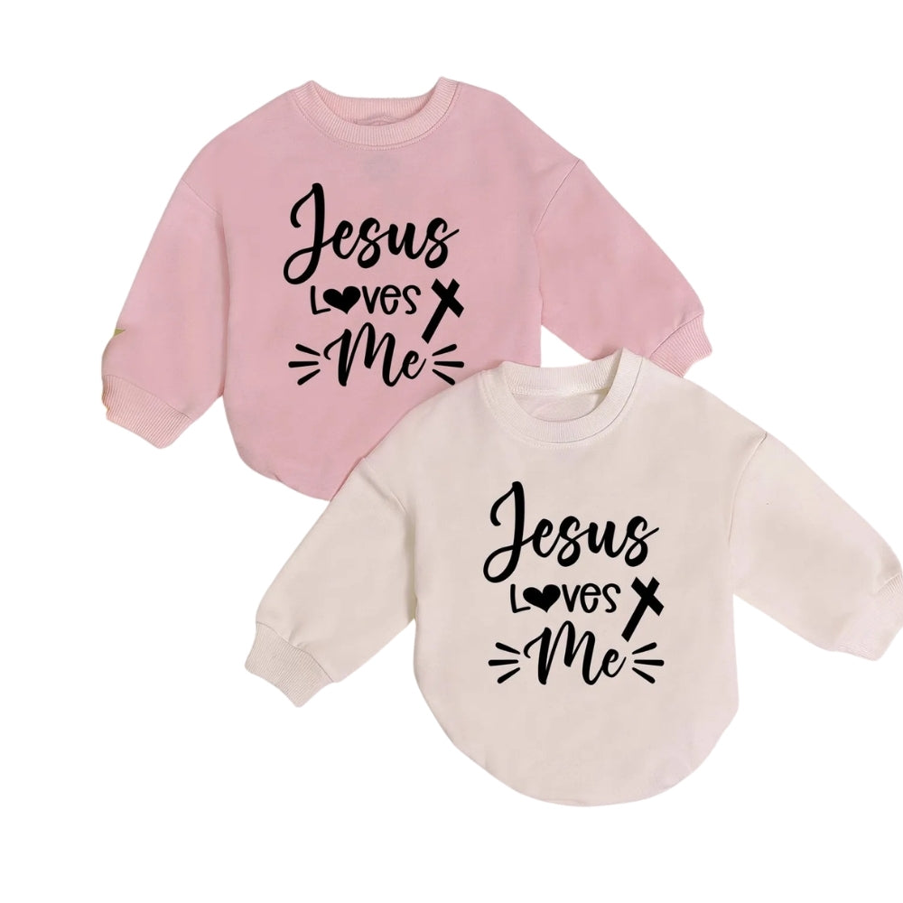 Jesus Loves Me Baby Romper Sweatshirt, Christian Baby Romper Sweatshirt BB0185
