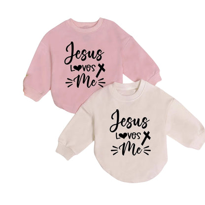 Jesus Loves Me Baby Romper Sweatshirt, Christian Baby Romper Sweatshirt BB0185