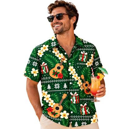 Ukulele Christmas Hawaiian Shirt For Men Women, Xmas Guitar Lover Hawaiian Shirt HE0860
