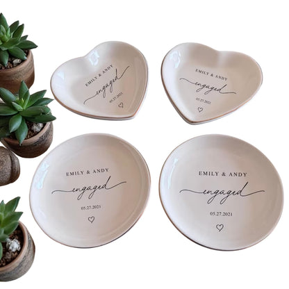 Personalized Engagement Ring Dish, Custom Ring Dish For Couple Wedding WD0006