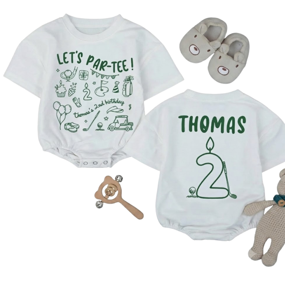 Personalized Lets Par Tee 2nd Birthday Baby T Shirt Romper, Custom Golf 2nd Birthday Baby Romper BB0270
