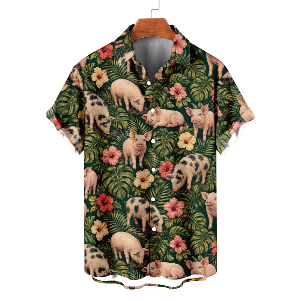 Tropical Pig Hawaiian Shirt Men Women, Pig Hawaiian Shirts HE0705
