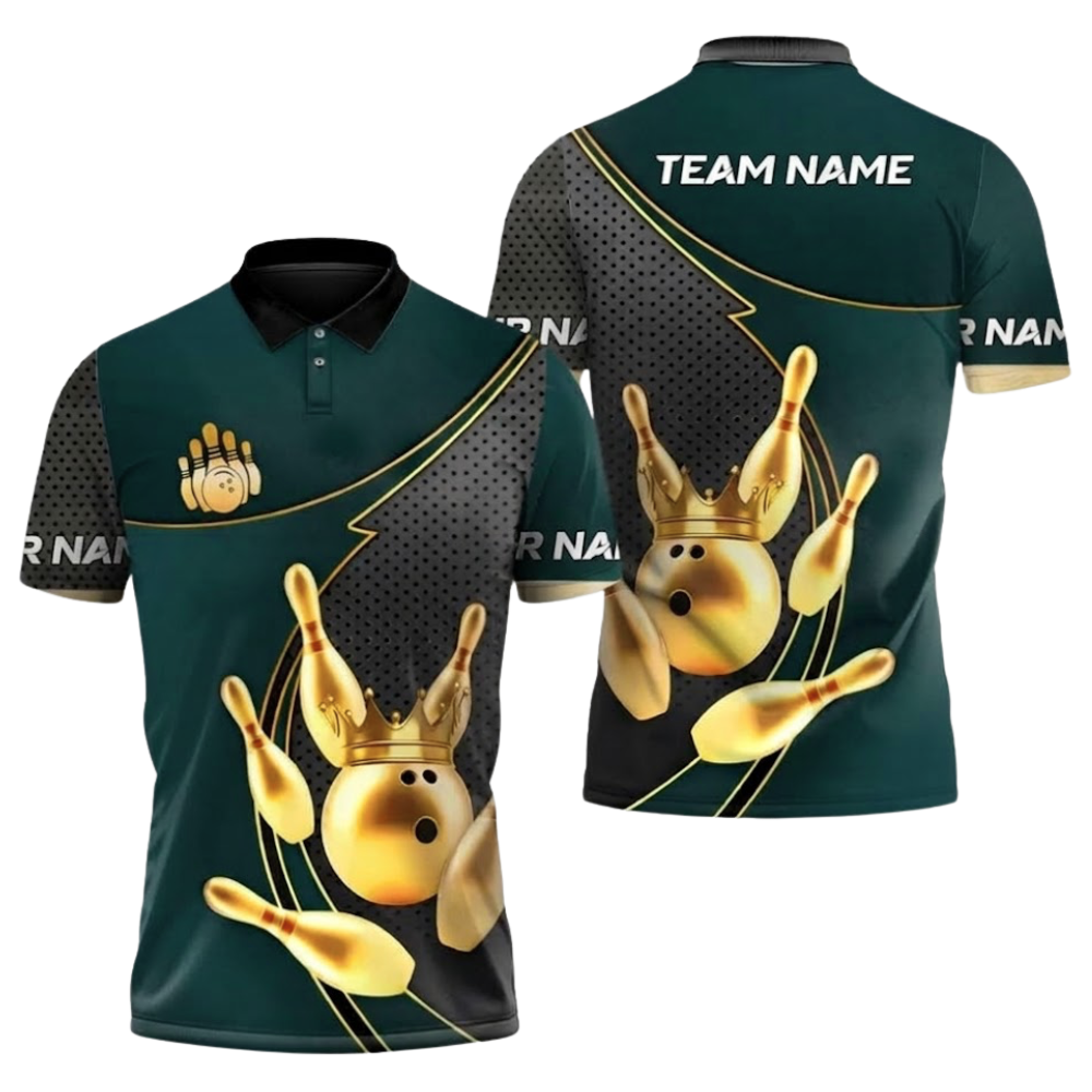 Custom Gold And Red Bowling Team Polo Shirt Mens, Custom Bowling Team Shirts BZ0937