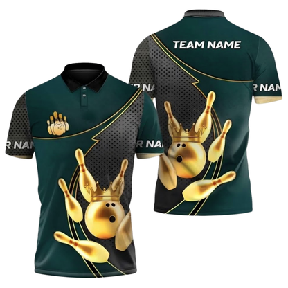 Custom Gold And Red Bowling Team Polo Shirt Mens, Custom Bowling Team Shirts BZ0937