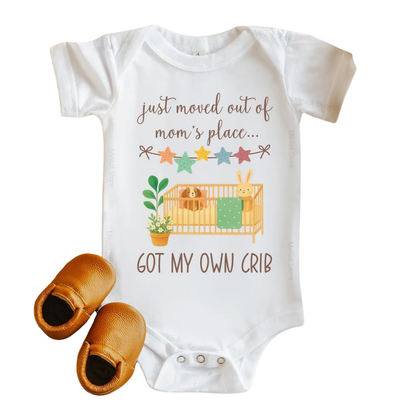 Just Moved Out Of Mom's Place Got My Own Crib Baby Bodysuit, Funny Baby Bodysuit BB0006
