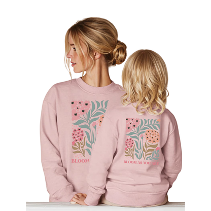 Blooms As You Are Matching Floral Boho Sweatshirt For Mother Daughter, Mommy And Mini Matching Floral Sweatshirts ET1400