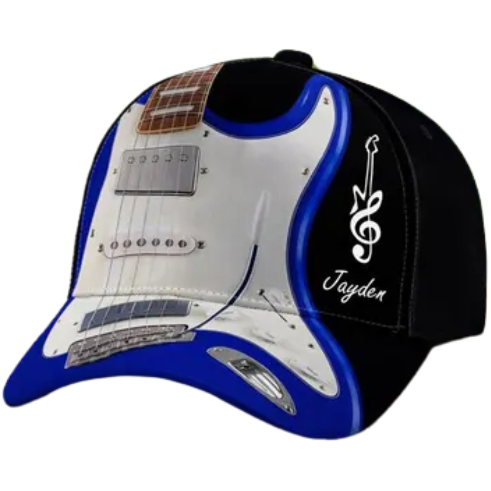 Custom Electric Guitar 3D Baseball Cap, Custom Name Guitarist Cap Hat CP0639
