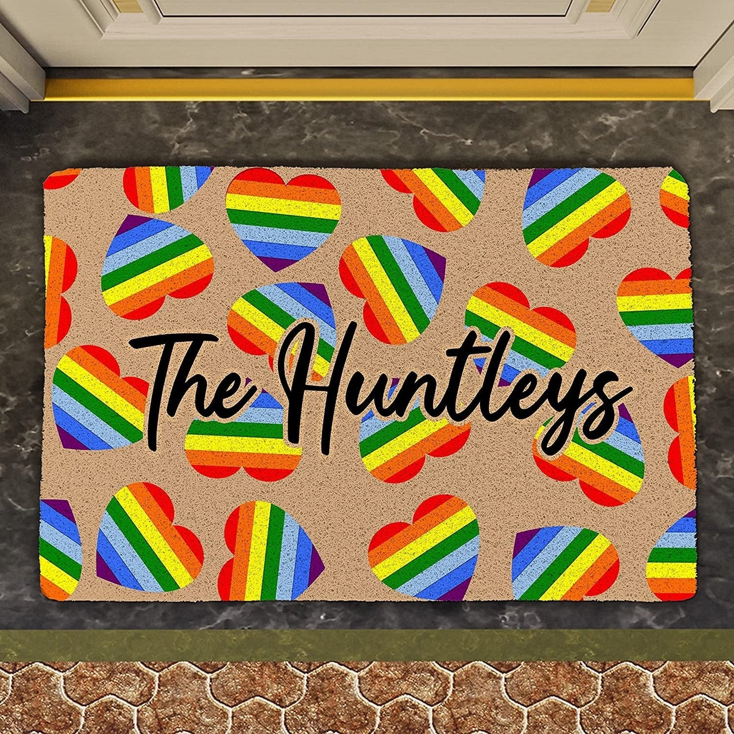 Custom Lgbt Gay Pride Rainbow Doormat Lgbt Gay Hearts Mat Indoor Outdoor Customized Welcome Mats LO1348