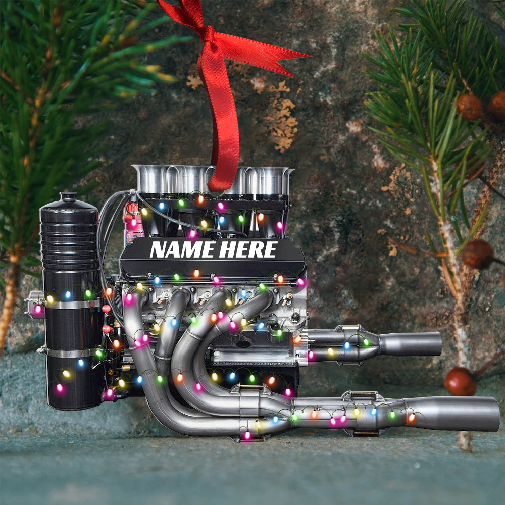 Dirt Track Racing Sprint Car Engine - Personalized Christmas Ornament - Gift For Racers OO1785