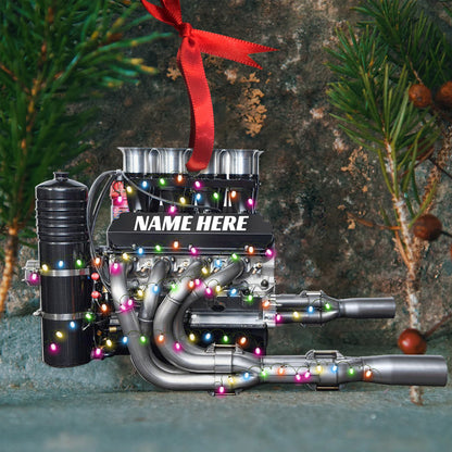 Dirt Track Racing Sprint Car Engine - Personalized Christmas Ornament - Gift For Racers OO1785