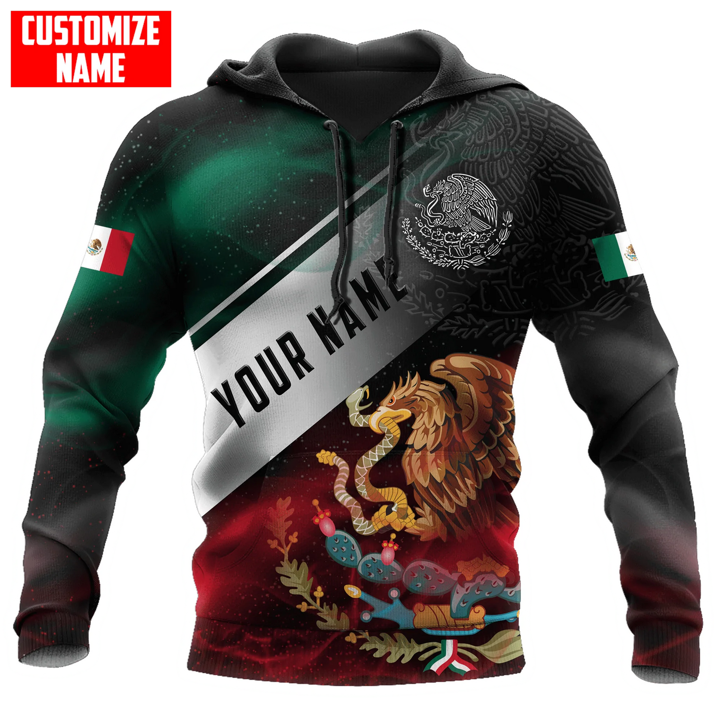 Lasfour Personalized Mexico Smoke 3D Unisex Hoodie, Mexico Eagle On Hoodie, Mexico Hoodies SO0424