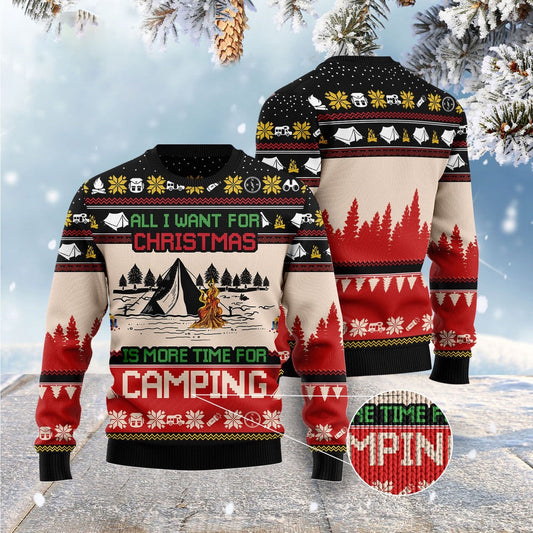 All I Want For Christmas Is More Time For Camping Ugly Christmas Sweater, Camper Ugly Christmas Sweater USO0244