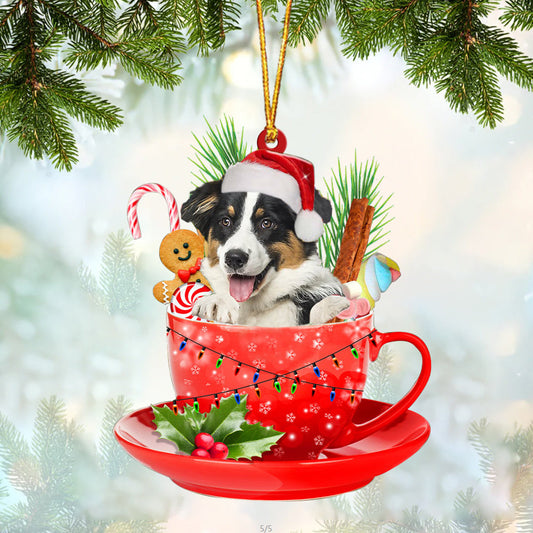 Australian Shepherd 2 In Cup Merry Christmas Ornament Flat Acrylic Dog Ornament OO1899